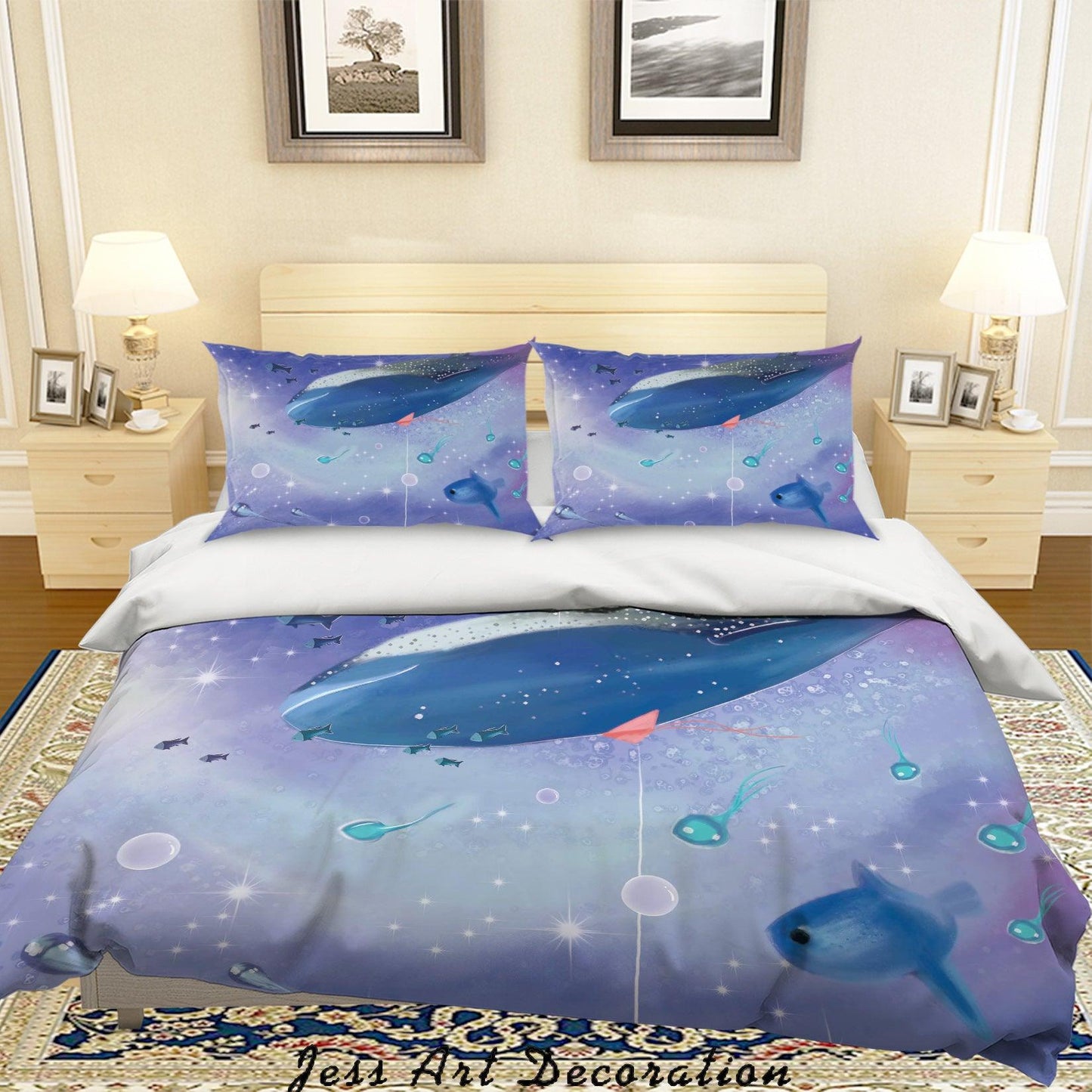 3D Cartoon Blue Sea Dolphin Quilt Cover Set Bedding Set Duvet Cover Pillowcases A595 LQH