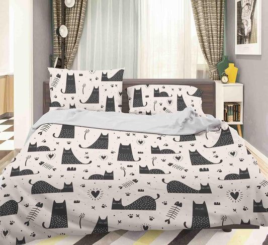 3D Cartoon Cat Animal Pattern Quilt Cover Set Bedding Set Duvet Cover Pillowcases LXL