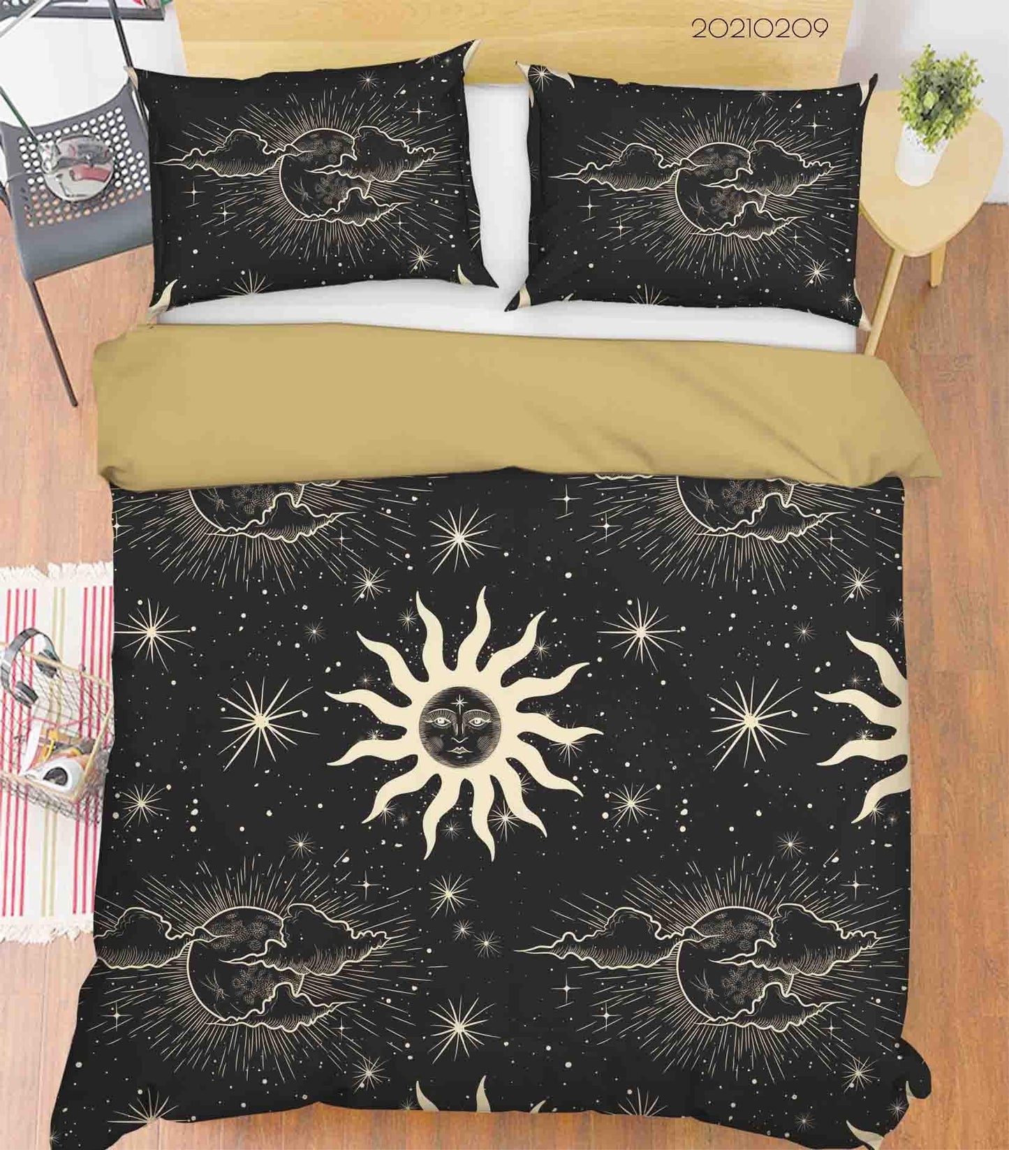 3D Black Space Sun Cloud Quilt Cover Set Bedding Set Duvet Cover Pillowcases 40