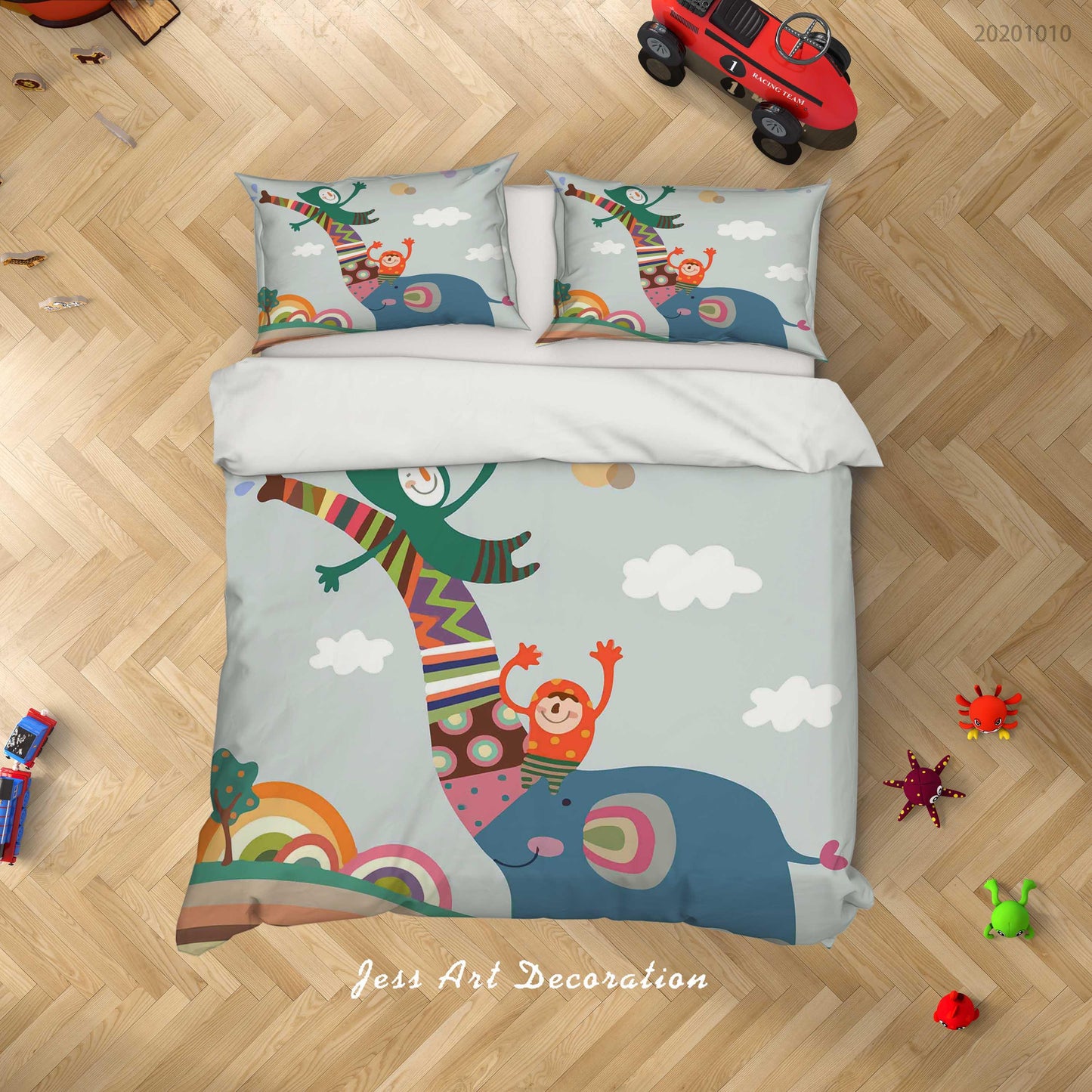 3D Cartoon Cute Animal Elephant Quilt Cover Set Bedding Set Duvet Cover Pillowcases WJ 9568