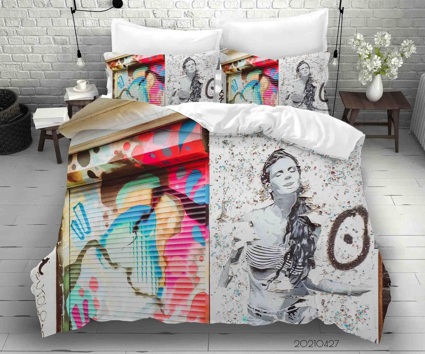 3D Abstract Street Color Graffiti Quilt Cover Set Bedding Set Duvet Cover Pillowcases 106