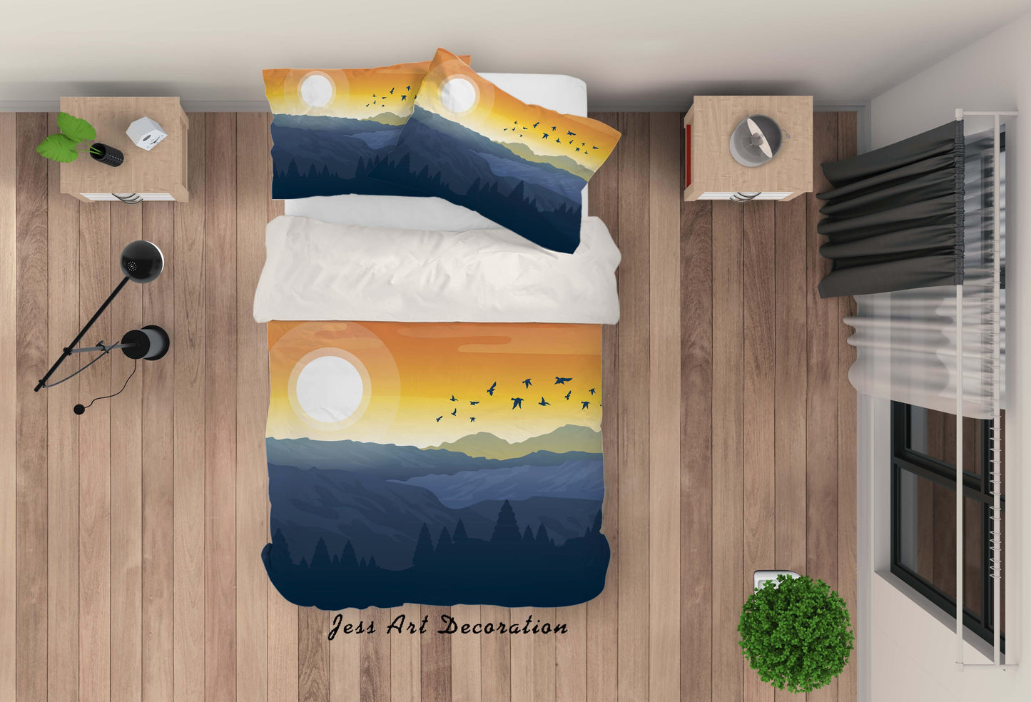 3D Cartoon Mountain Bird Quilt Cover Set Bedding Set Pillowcasesn 91