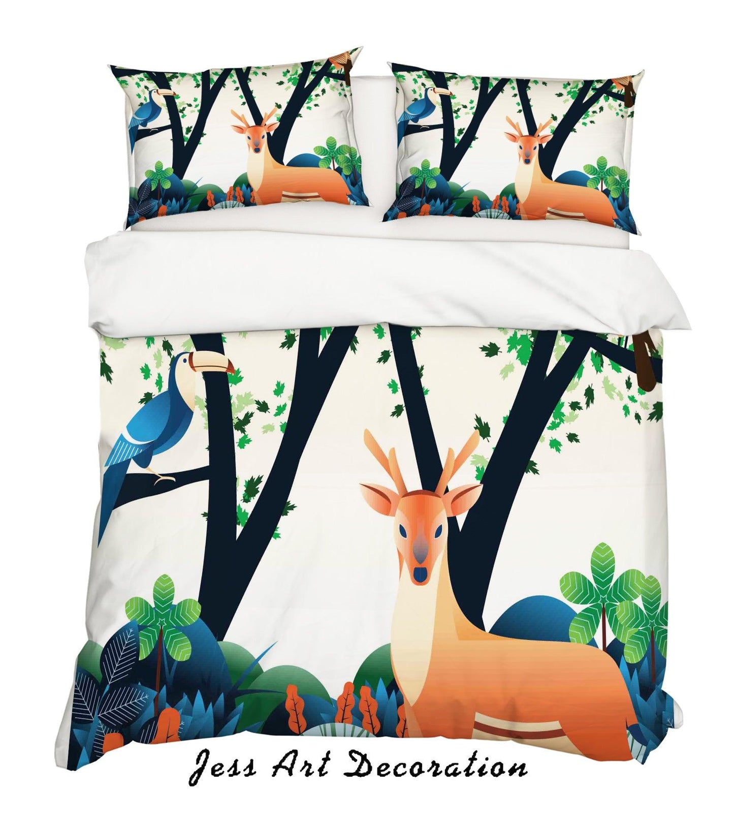 3D Cartoon Forest Elk Quilt Cover Set Bedding Set Pillowcases 117
