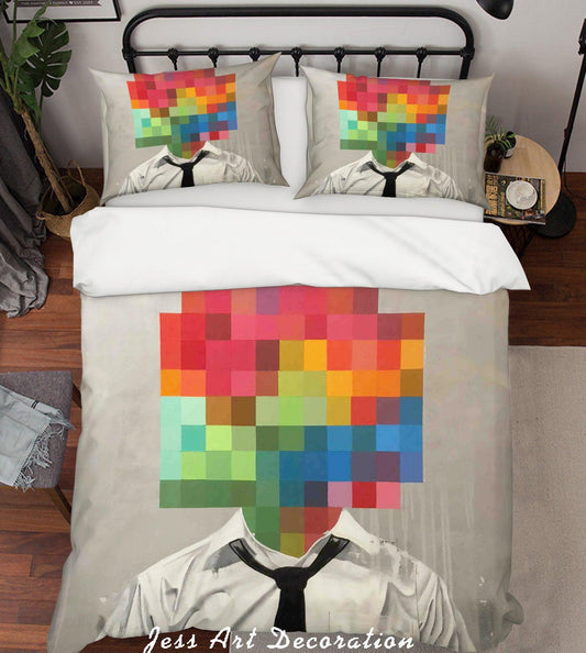 3D Abstract Colorful Figure Suit Man Quilt Cover Set Bedding Set Duvet Cover Pillowcases LXL