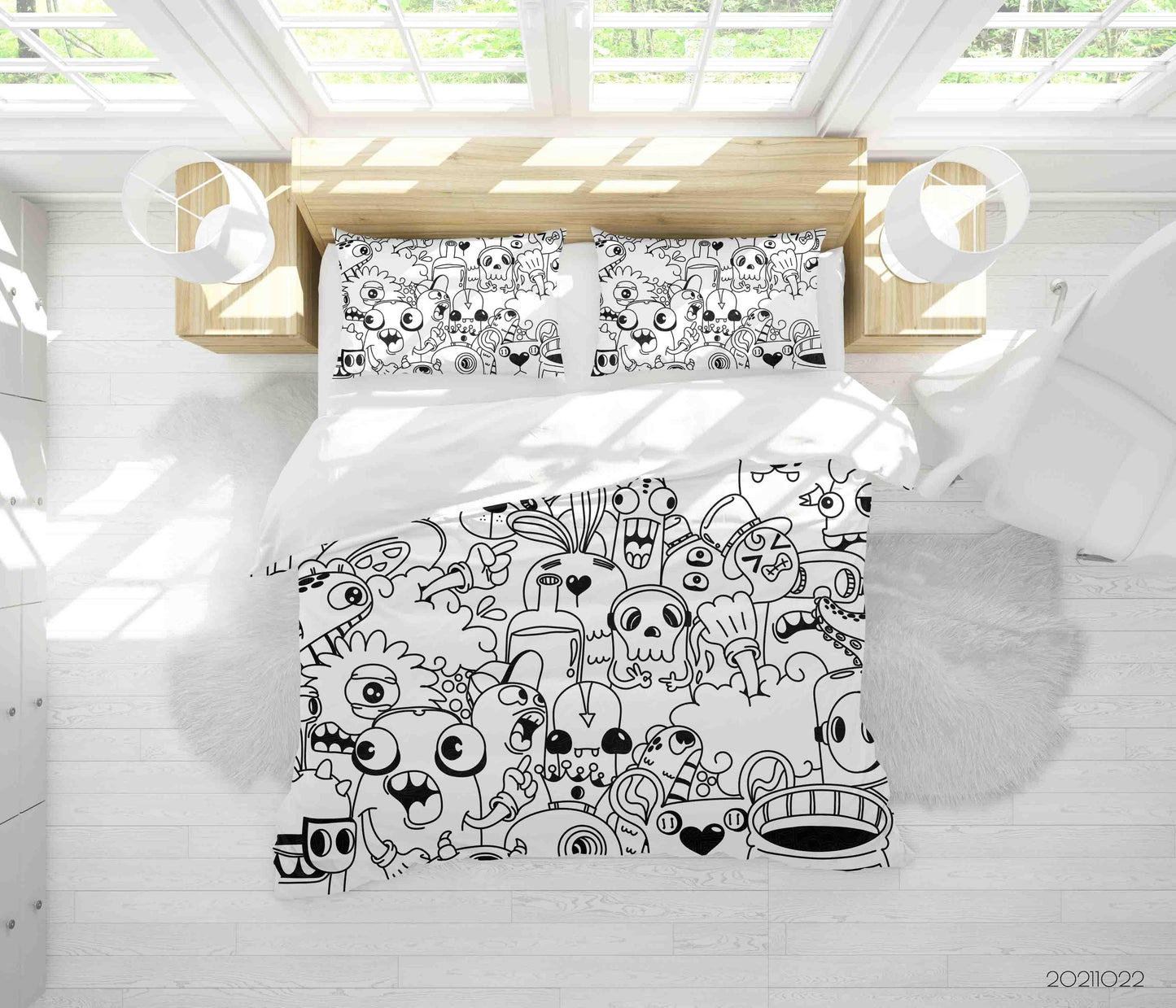 3D Abstract Monster Graffiti Quilt Cover Set Bedding Set Duvet Cover Pillowcases 58