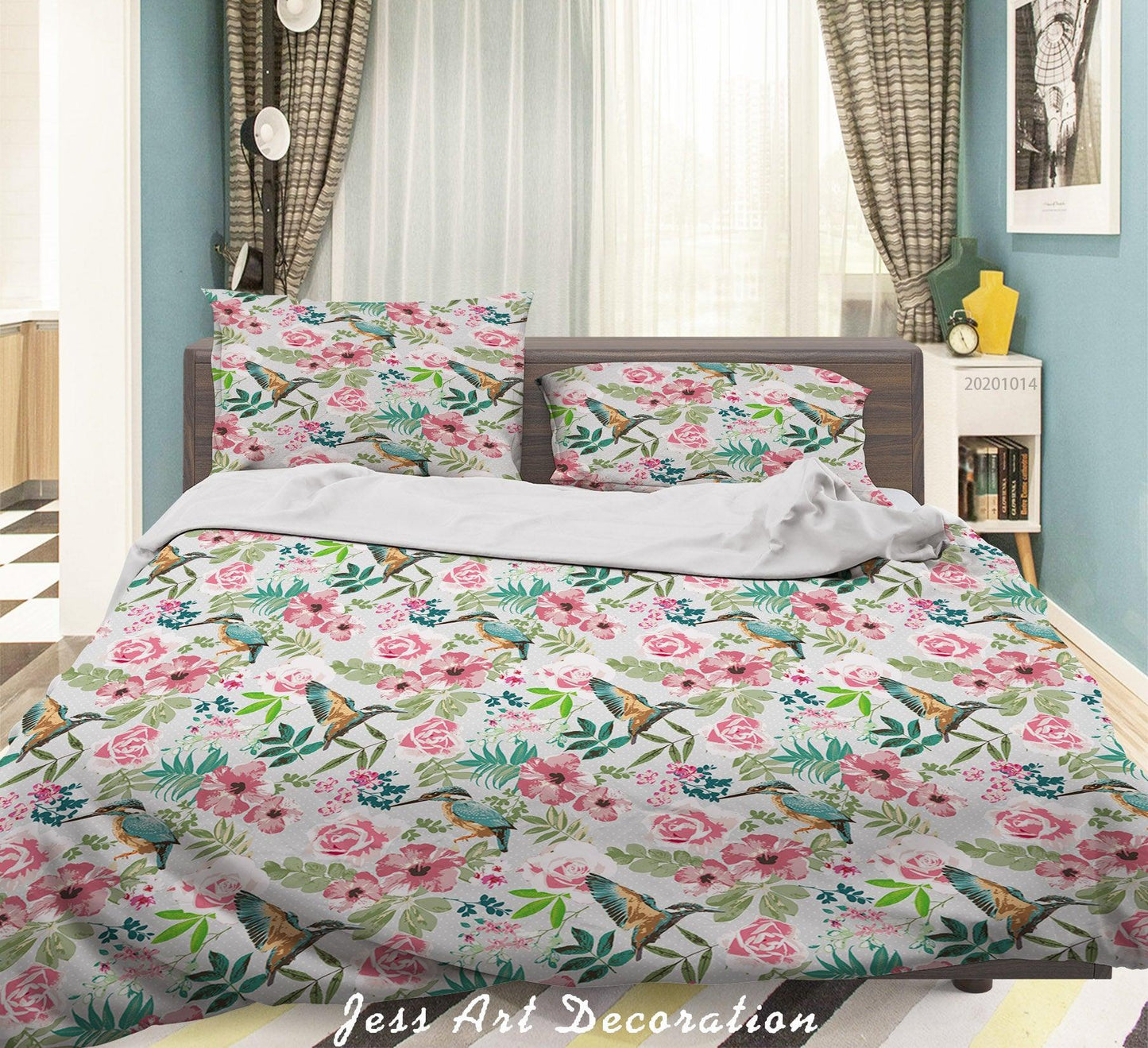 3D Cartoon Animal Birds Flowers Pattern Quilt Cover Set Bedding Set Duvet Cover Pillowcases WJ 9702