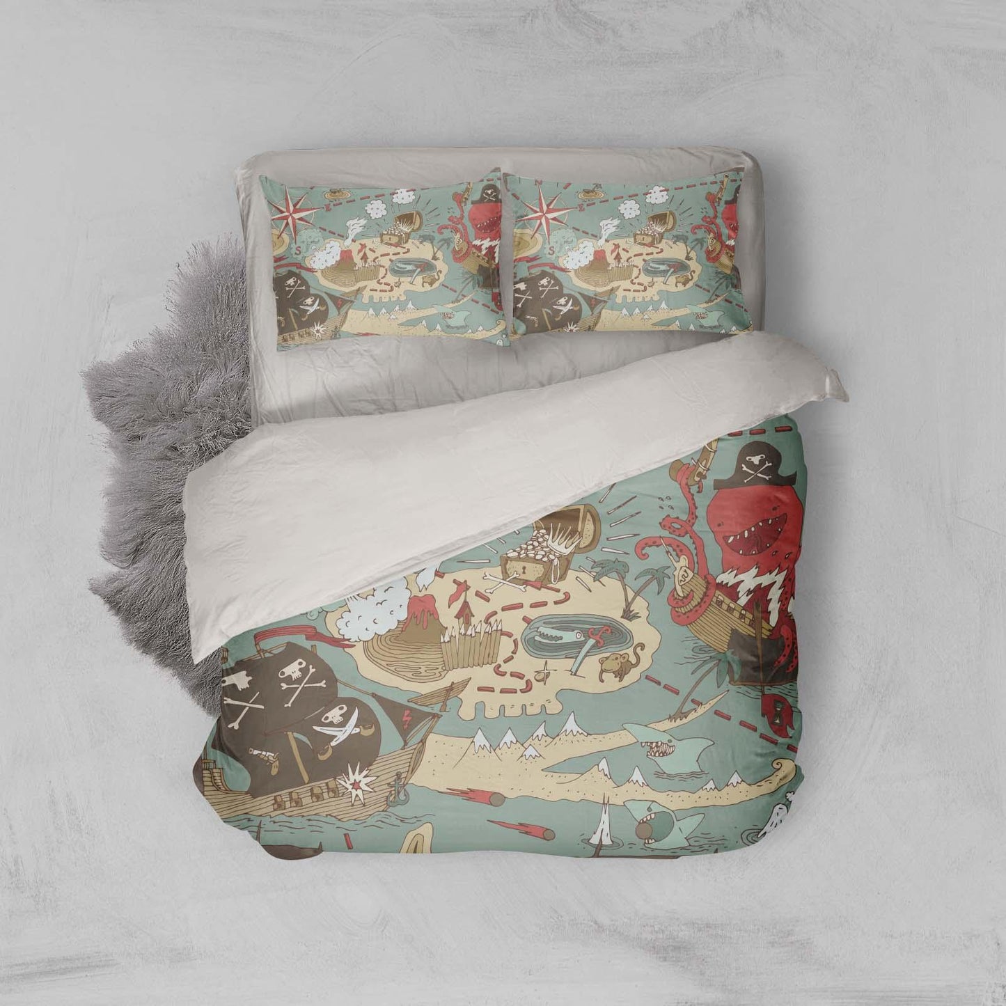 3D Boat Pirate Quilt Cover Set Bedding Set Pillowcases 09