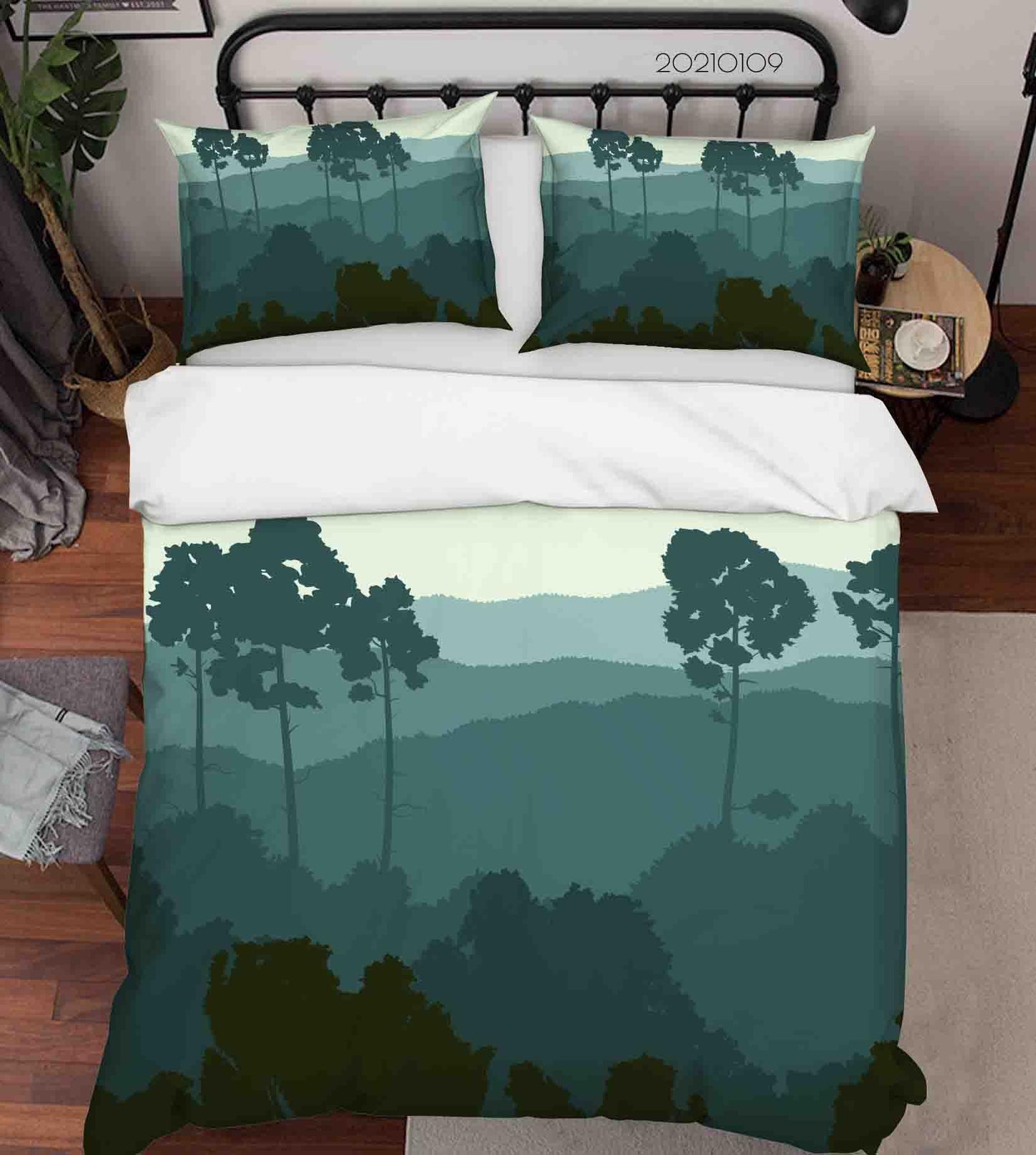 3D Cartoon Green Forest Quilt Cover Set Bedding Set Duvet Cover Pillowcases 33 LQH