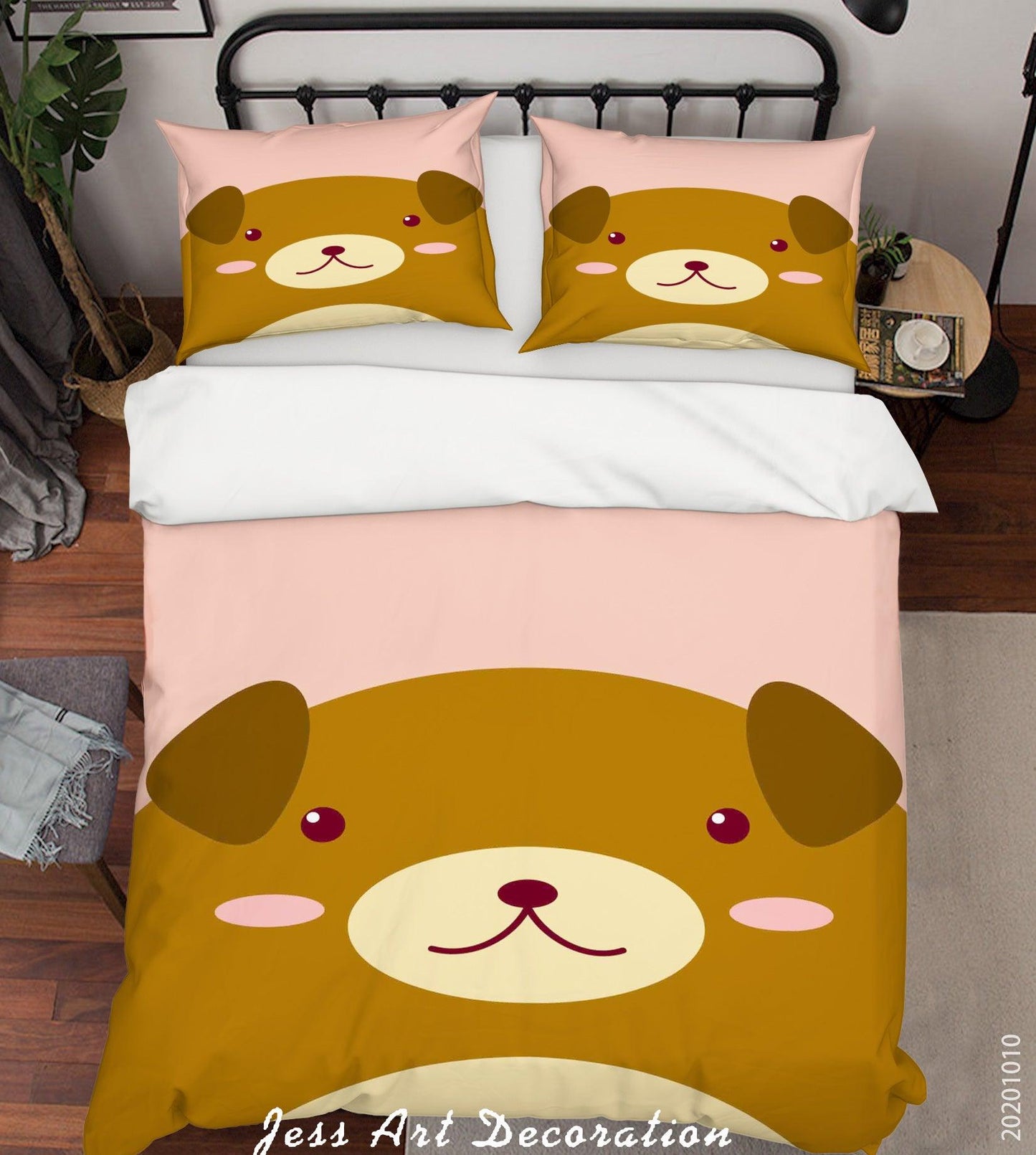 3D Cartoon Cute Animal Dog Quilt Cover Set Bedding Set Duvet Cover Pillowcases WJ 9549