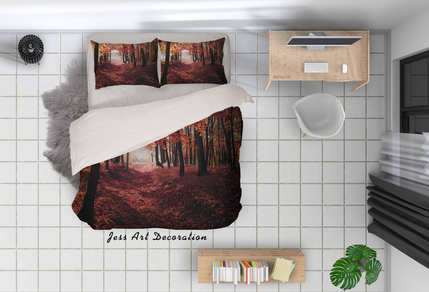 3D Autumn Forest Landscape Quilt Cover Set Bedding Set Duvet Cover Pillowcases 177 LQH