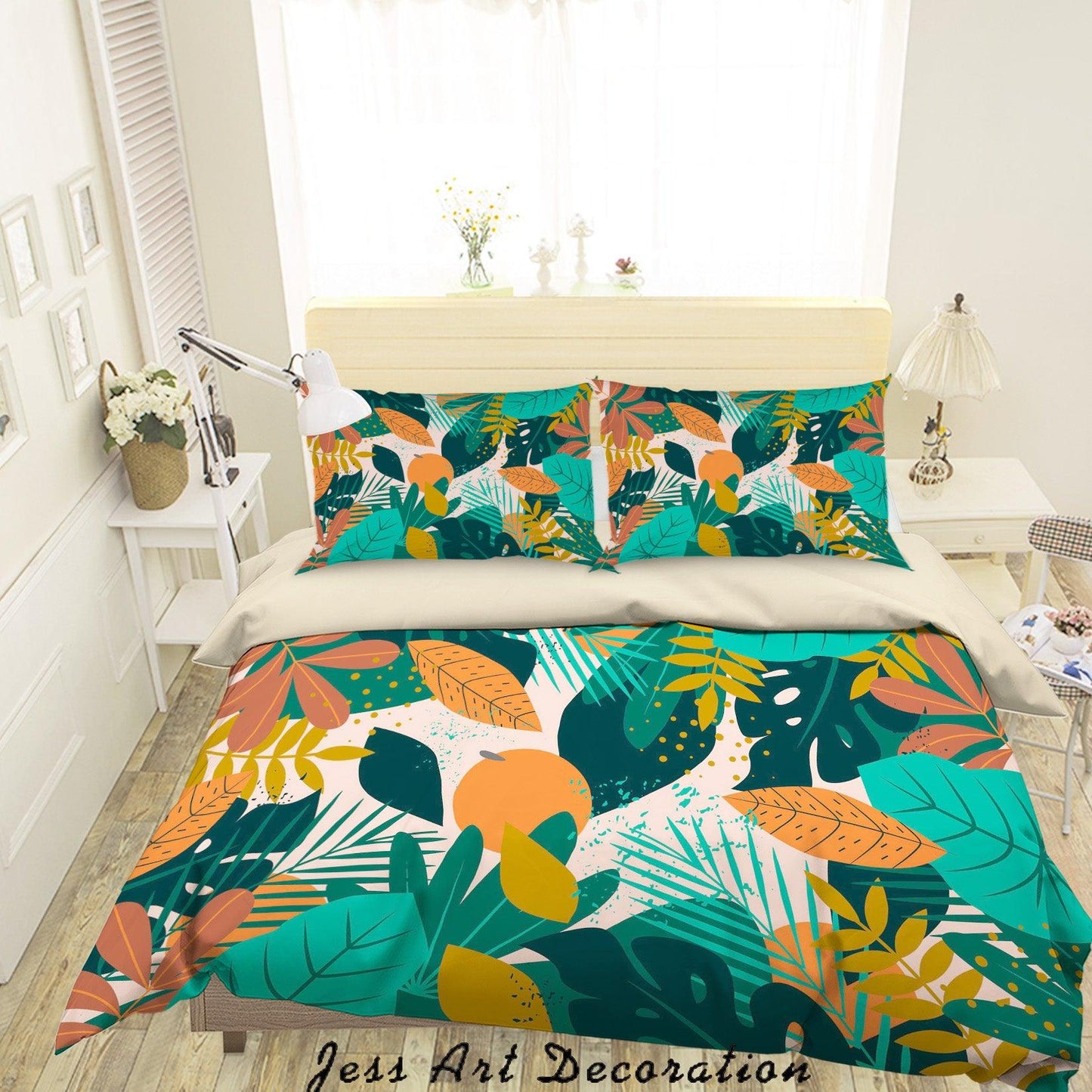 3D Abstract Green Leaf Quilt Cover Set Bedding Set Duvet Cover Pillowcases A039 LQH