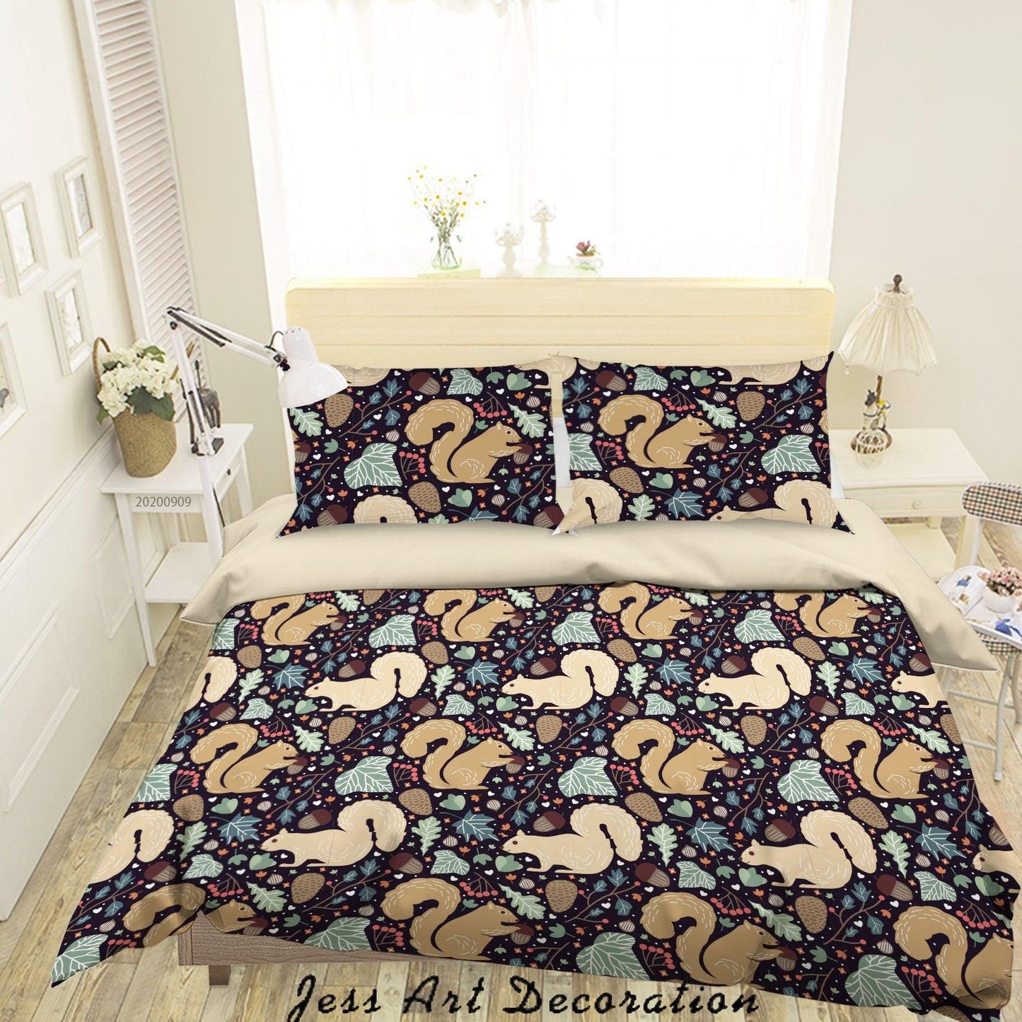 3D Animal Squirrel Pattern Quilt Cover Set Bedding Set Duvet Cover Pillowcases WJ 6097