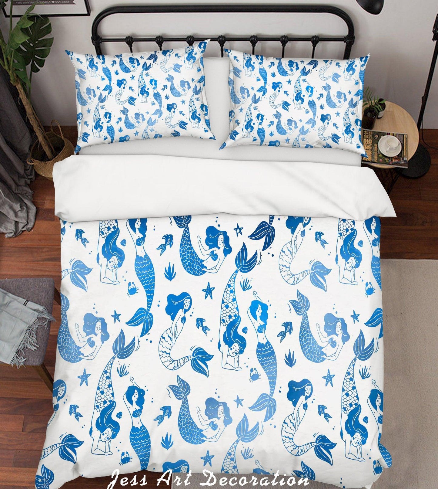 3D Blue Mermaid Pattern Quilt Cover Set Bedding Set Pillowcases  74