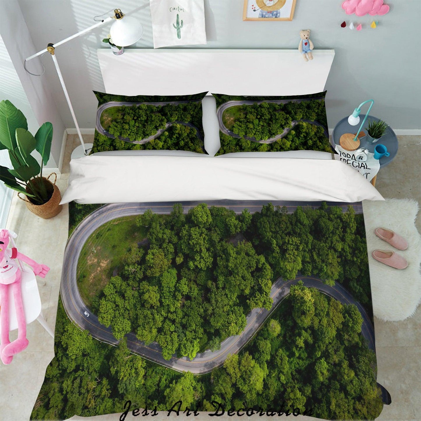 3D Aerial Photography Forest Highway Quilt Cover Set Bedding Set Pillowcases 23