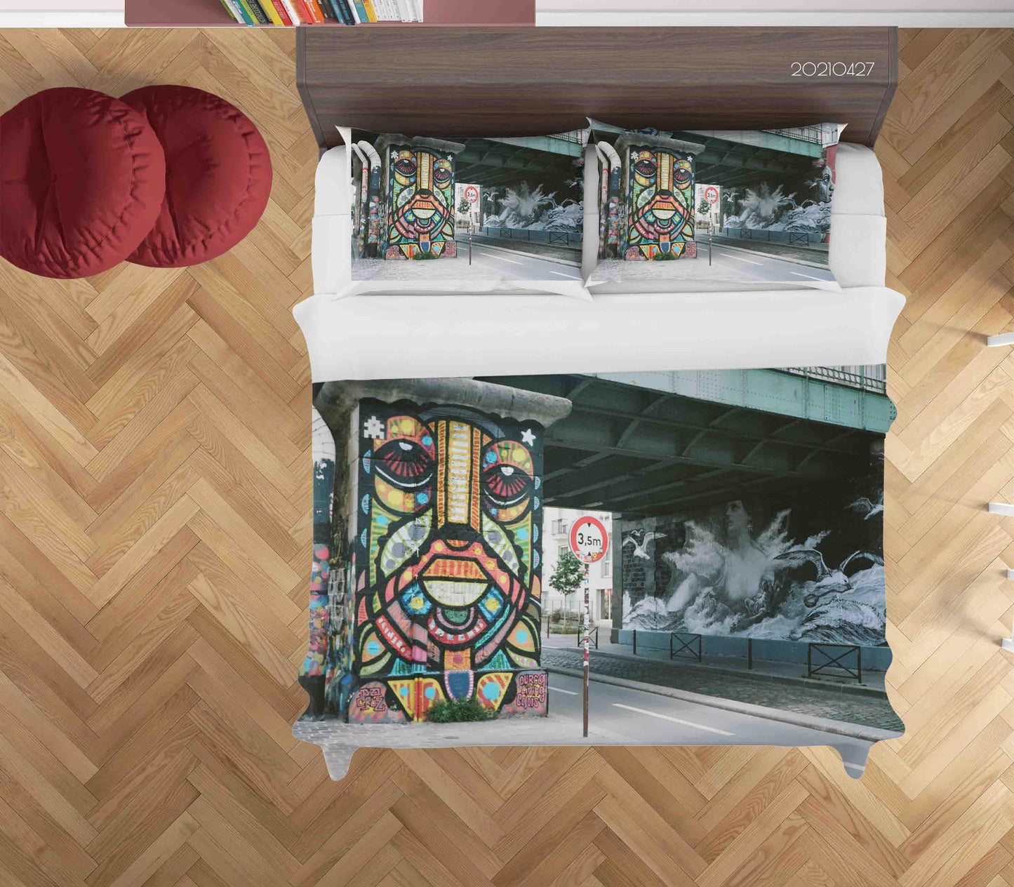 3D Abstract Street Color Graffiti Quilt Cover Set Bedding Set Duvet Cover Pillowcases 94