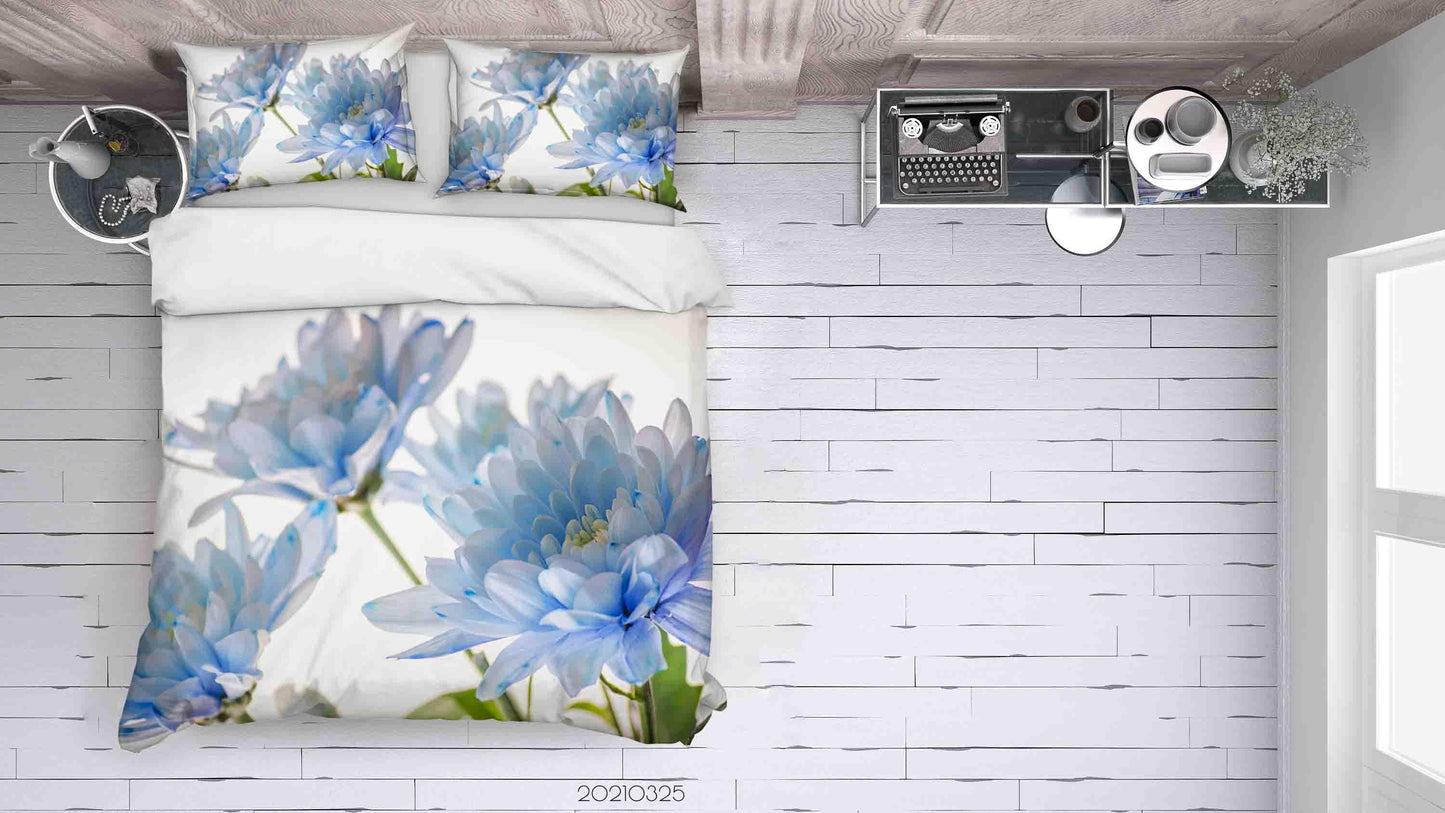 3D Blue Chrysanthemum Quilt Cover Set Bedding Set Duvet Cover Pillowcases 223