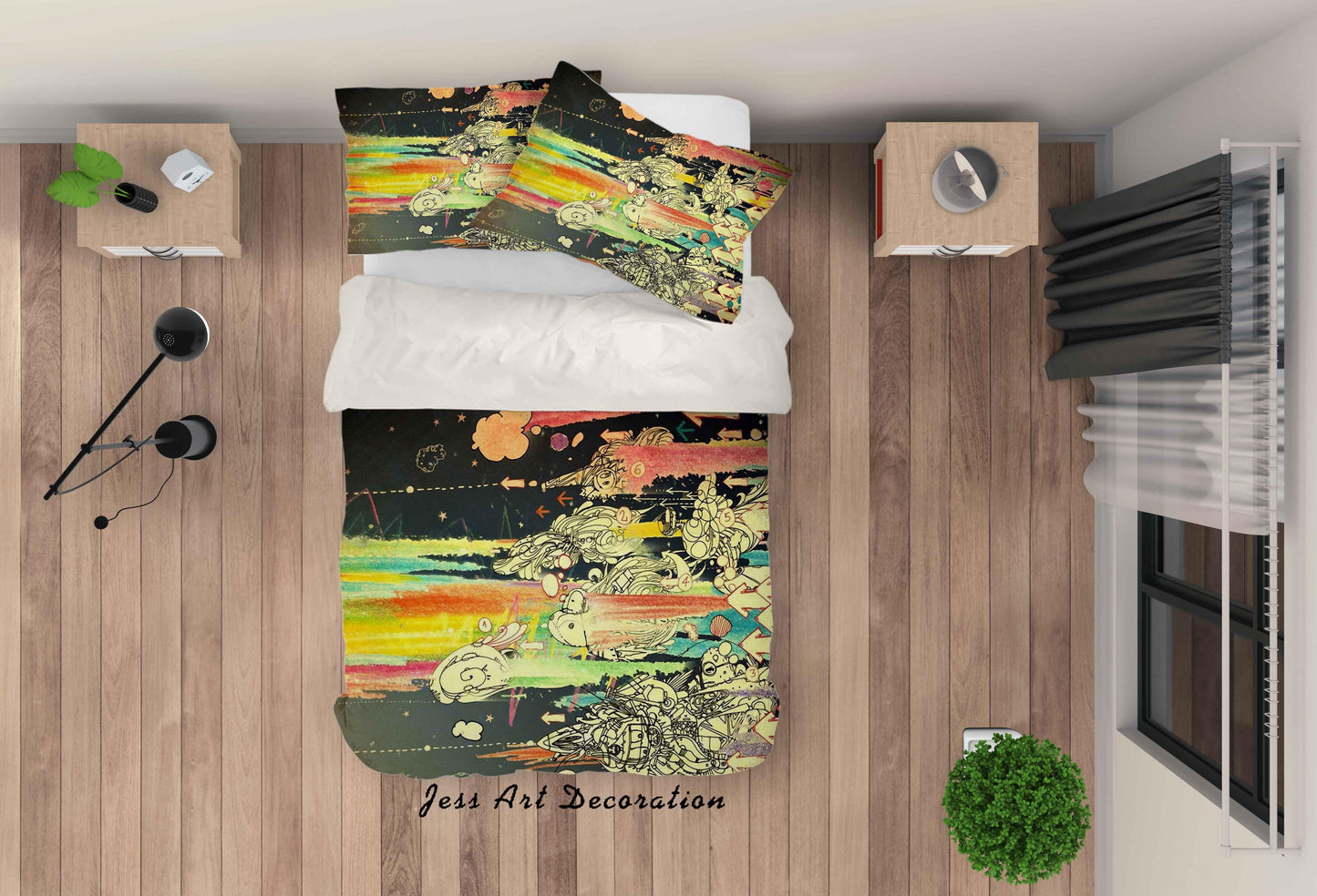 3D Cartoon Graffiti Quilt Cover Set Bedding Set Pillowcases 95