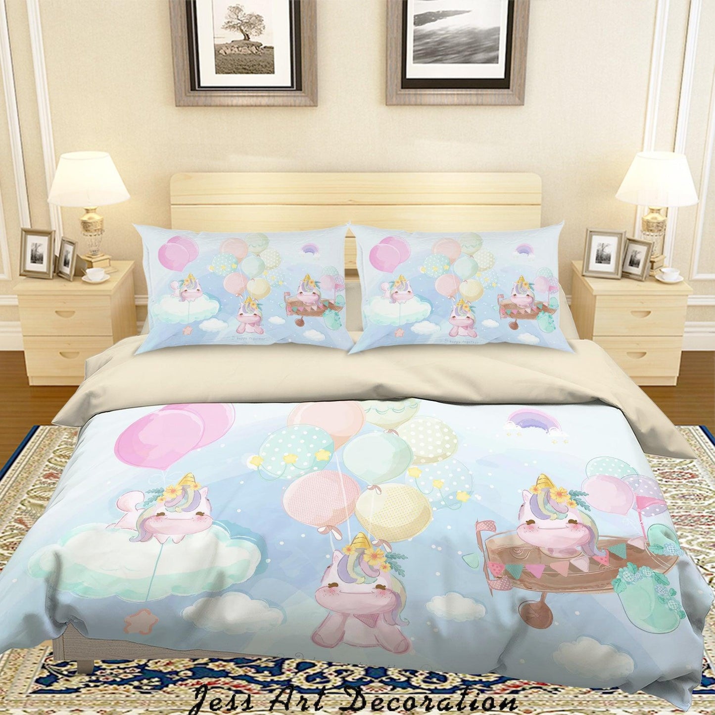 3D Cartoon Animal Balloon Quilt Cover Set Bedding Set Duvet Cover Pillowcases A355 LQH