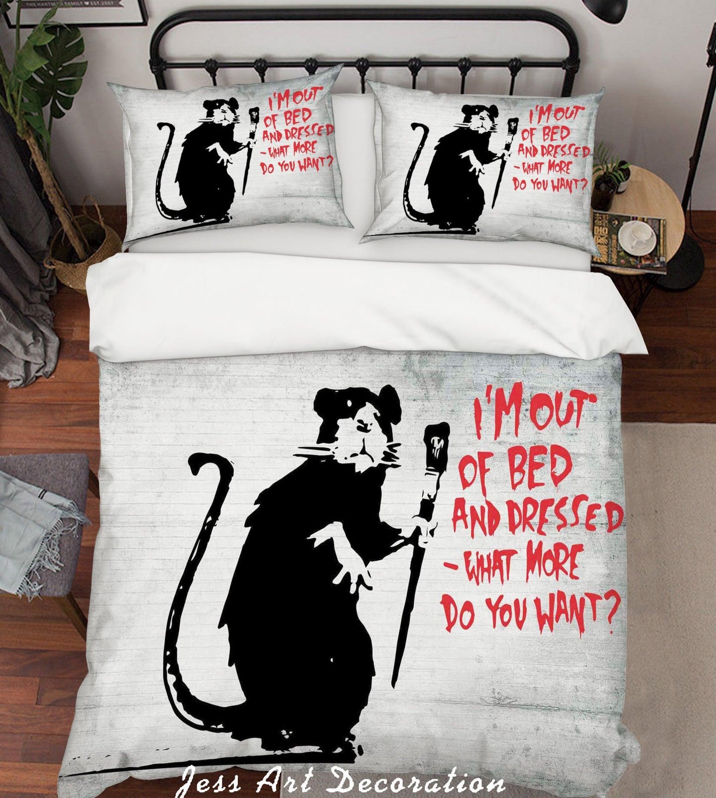 3D Banksy Mural Mouse Red Letter Quilt Cover Set Bedding Set Duvet Cover Pillowcases  ZY D88