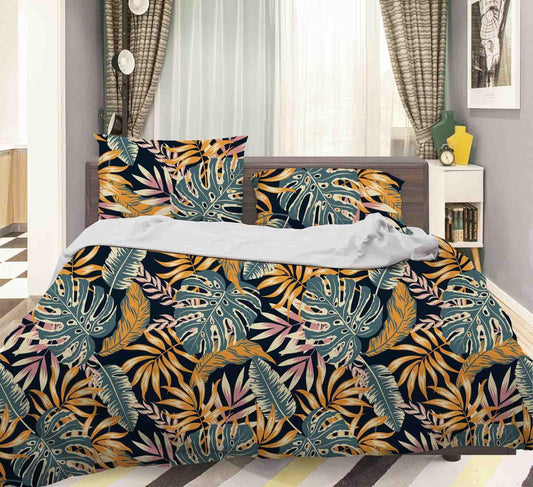 3D Brown Leaves Quilt Cover Set Bedding Set Pillowcases 141