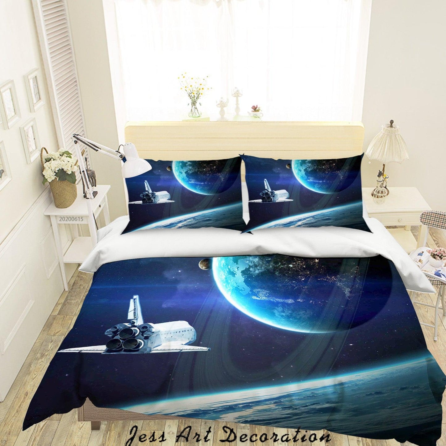 3D Blue Satellite Planet Space Quilt Cover Set Bedding Set Duvet Cover Pillowcases SF11