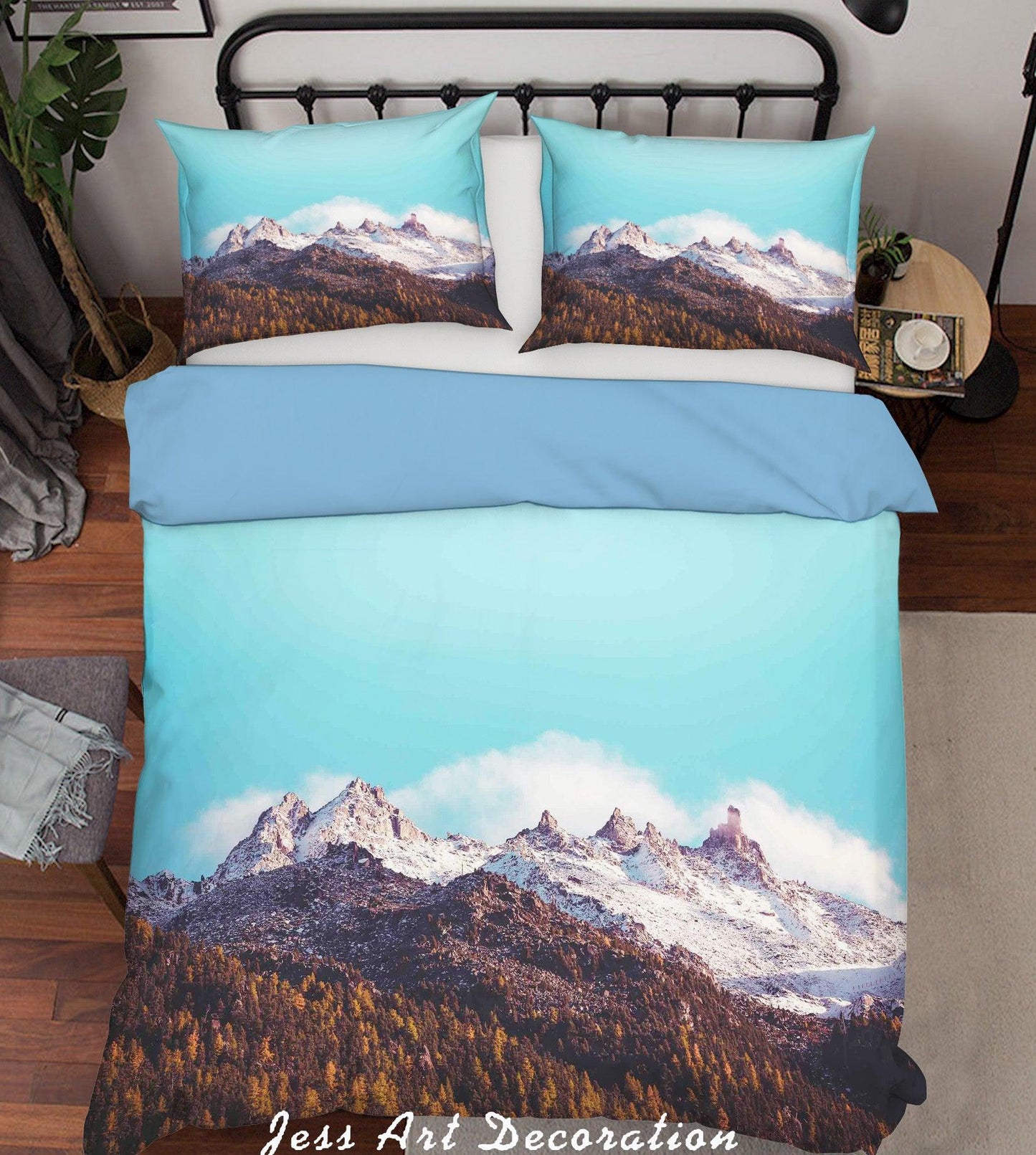 3D Blue Sky Snow Mountain Forest Quilt Cover Set Bedding Set Pillowcases 57