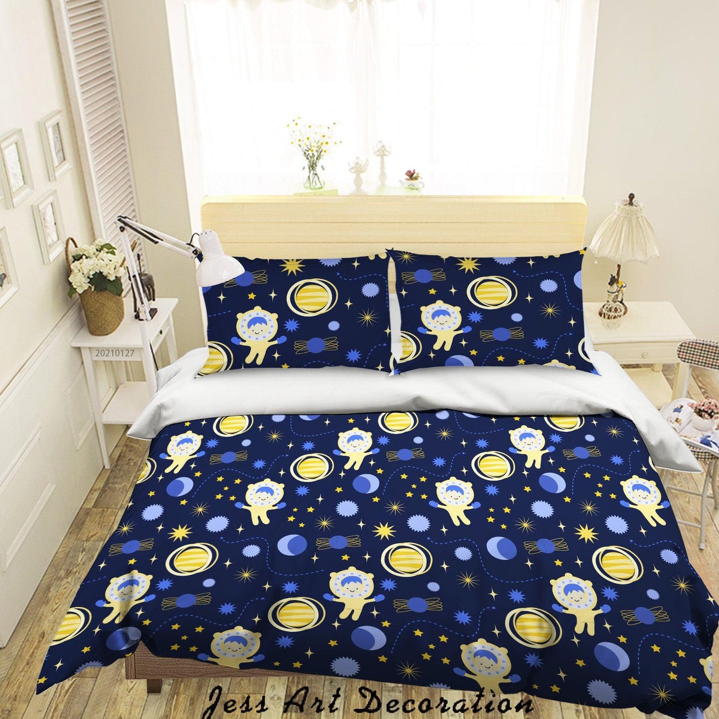 3D Blue Space Astronaut Quilt Cover Set Bedding Set Duvet Cover Pillowcases 102