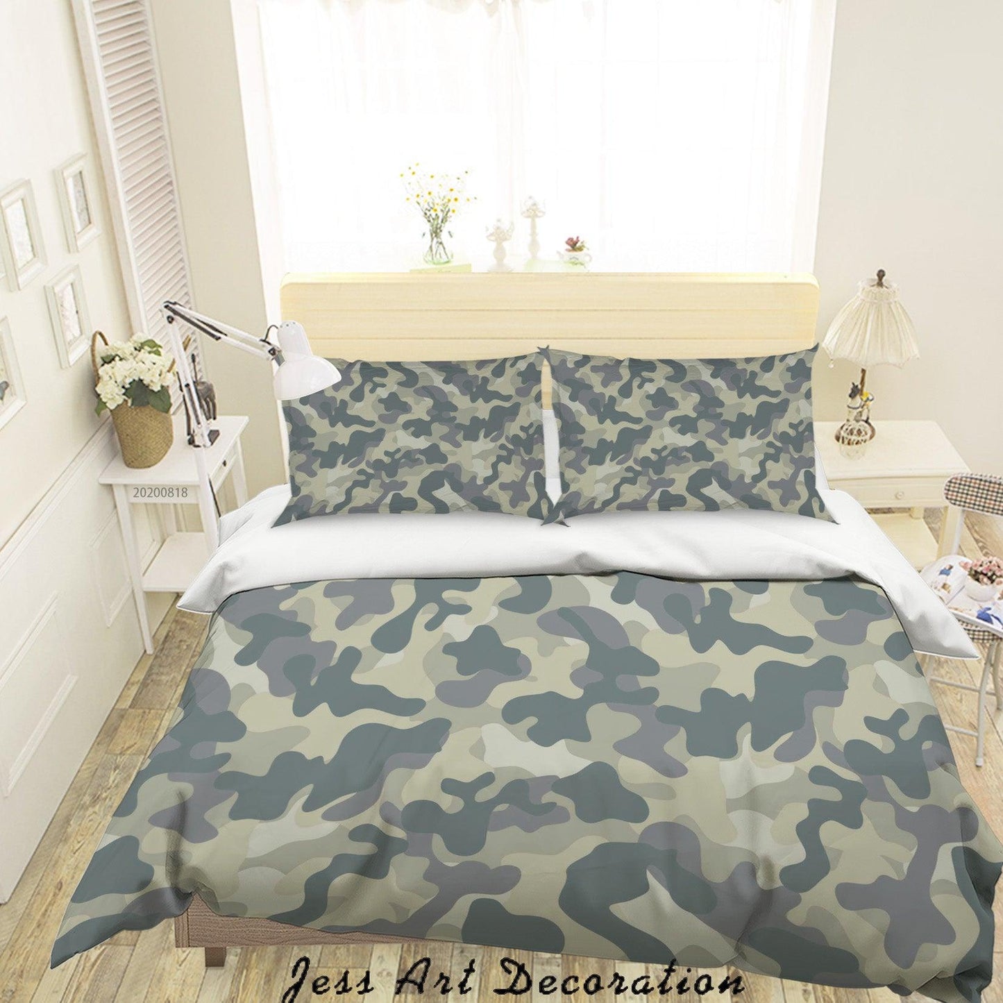 3D Army Green Quilt Cover Set Bedding Set Duvet Cover Pillowcases LXL