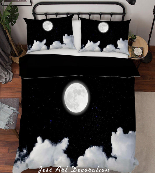 3D Black Moon Clouds Sky Quilt Cover Set Bedding Set Pillowcases 46
