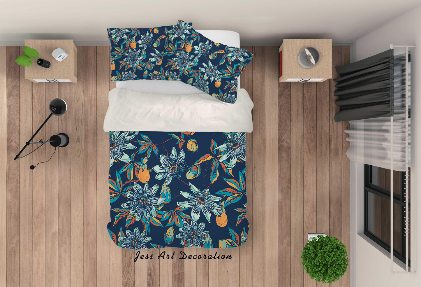 3D Blue Floral Pattern Quilt Cover Set Bedding Set Pillowcases 36