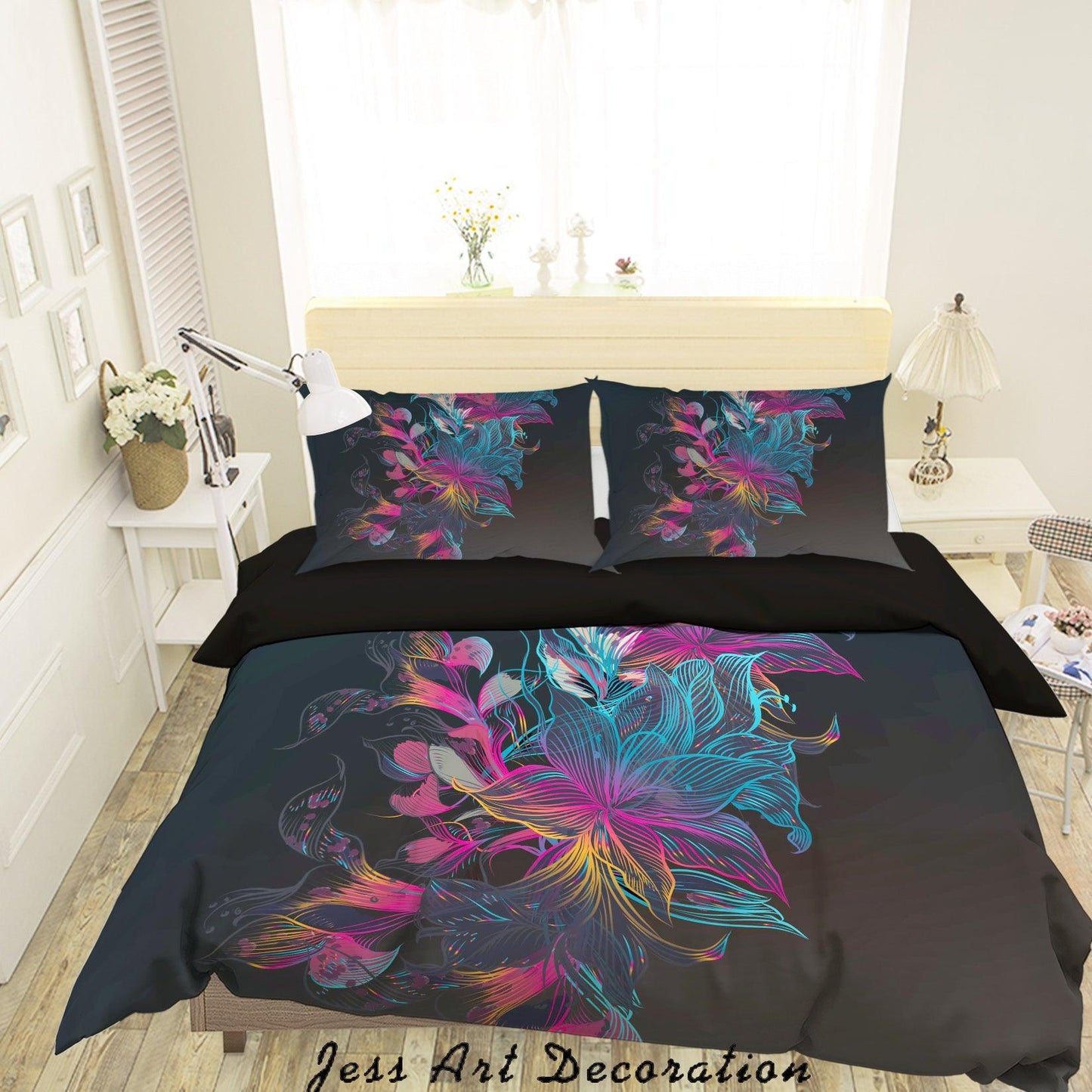 3D Abstract Blue Flower Quilt Cover Set Bedding Set Duvet Cover Pillowcases A029 LQH