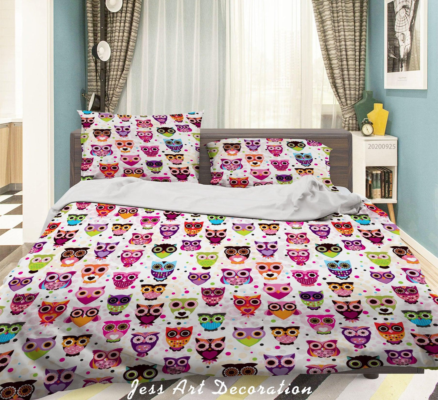 3D Cartoon Animal Owl Pattern Quilt Cover Set Bedding Set Duvet Cover Pillowcases WJ 6450