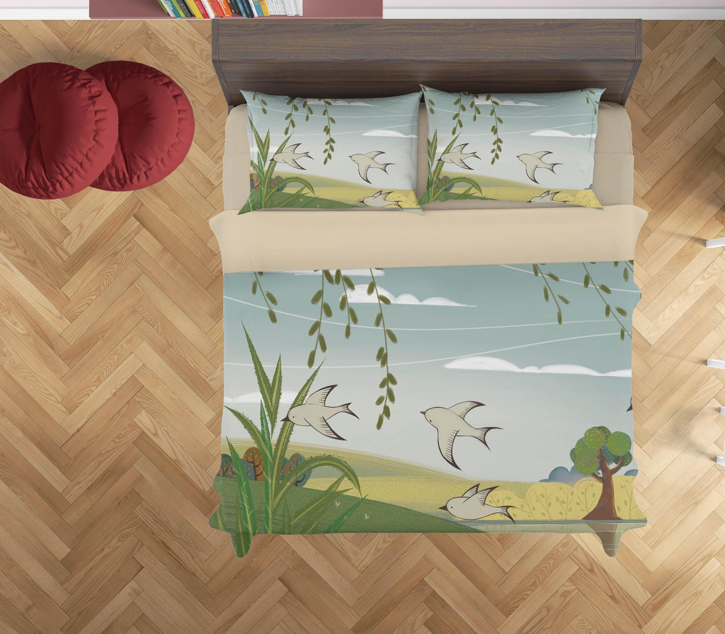 3D Cartoon Bird Tree Painting Quilt Cover Set Bedding Set Duvet Cover Pillowcases A548 LQH