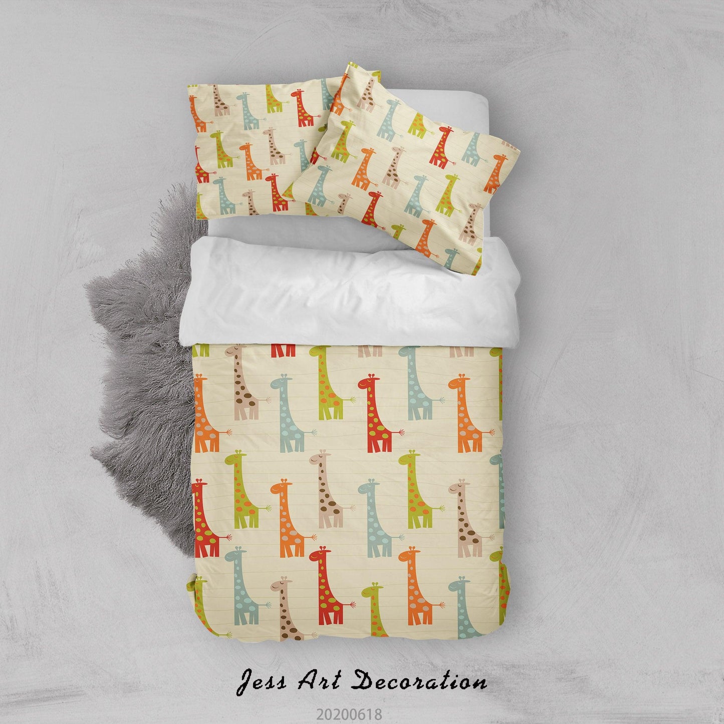 3D Cartoon Giraffe Quilt Cover Set Bedding Set Duvet Cover Pillowcases SF