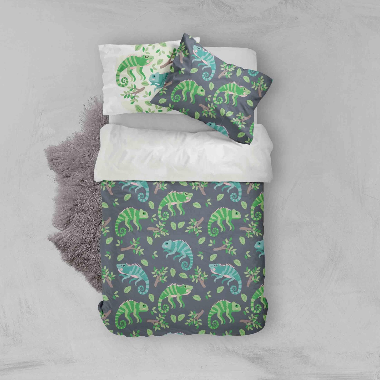 3D Cartoon Lizard Leaf Quilt Cover Set Bedding Set Pillowcases 101