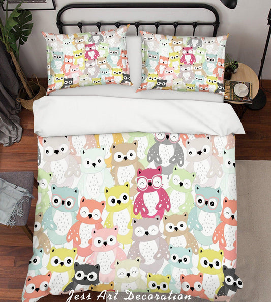 3D Cartoon Owl Quilt Cover Set Bedding Set Pillowcases 26