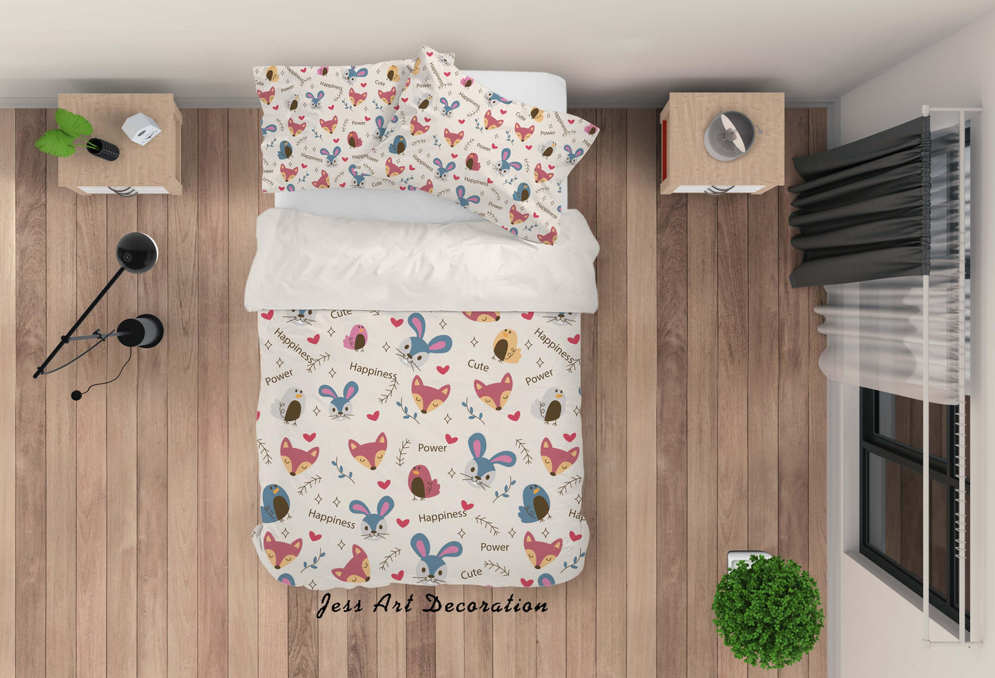3D Cartoon Fox Rabbit Quilt Cover Set Bedding Set Pillowcases 7