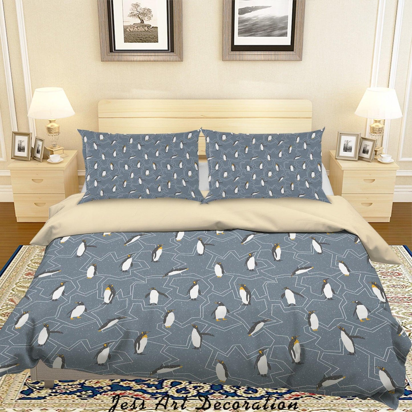 3D Blue Penguin Quilt Cover Set Bedding Set Duvet Cover Pillowcases SF05