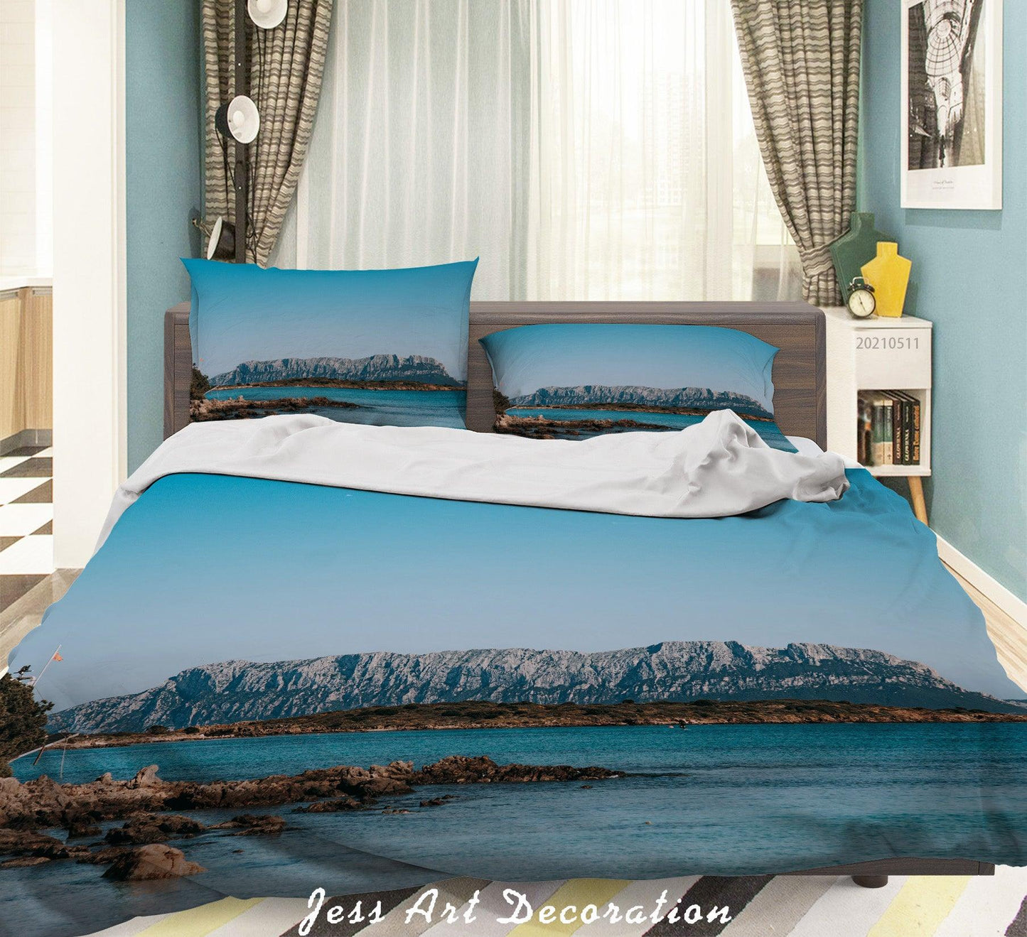 3D Blue Sky Sea Mountains Quilt Cover Set Bedding Set Duvet Cover Pillowcases 595