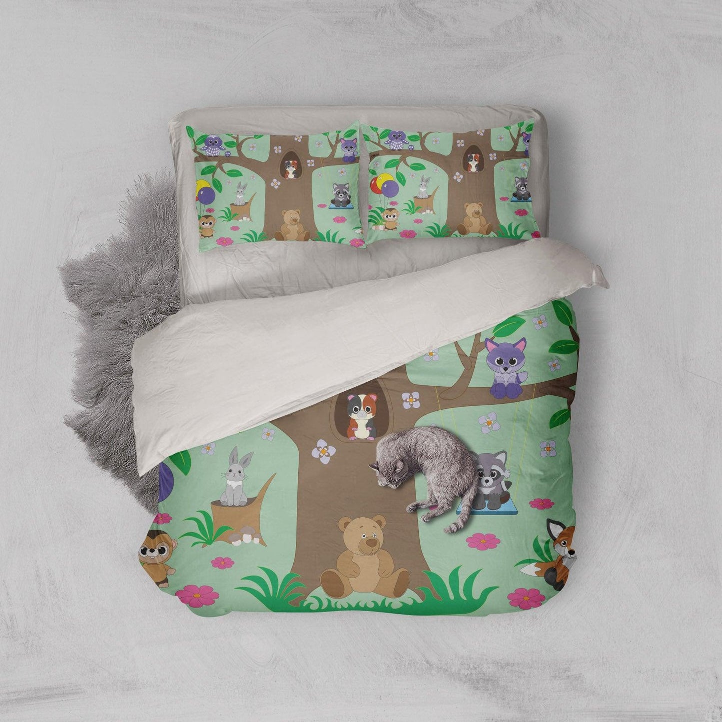 3D Cartoon Animals Tree Hole Quilt Cover Set Bedding Set Pillowcases 84