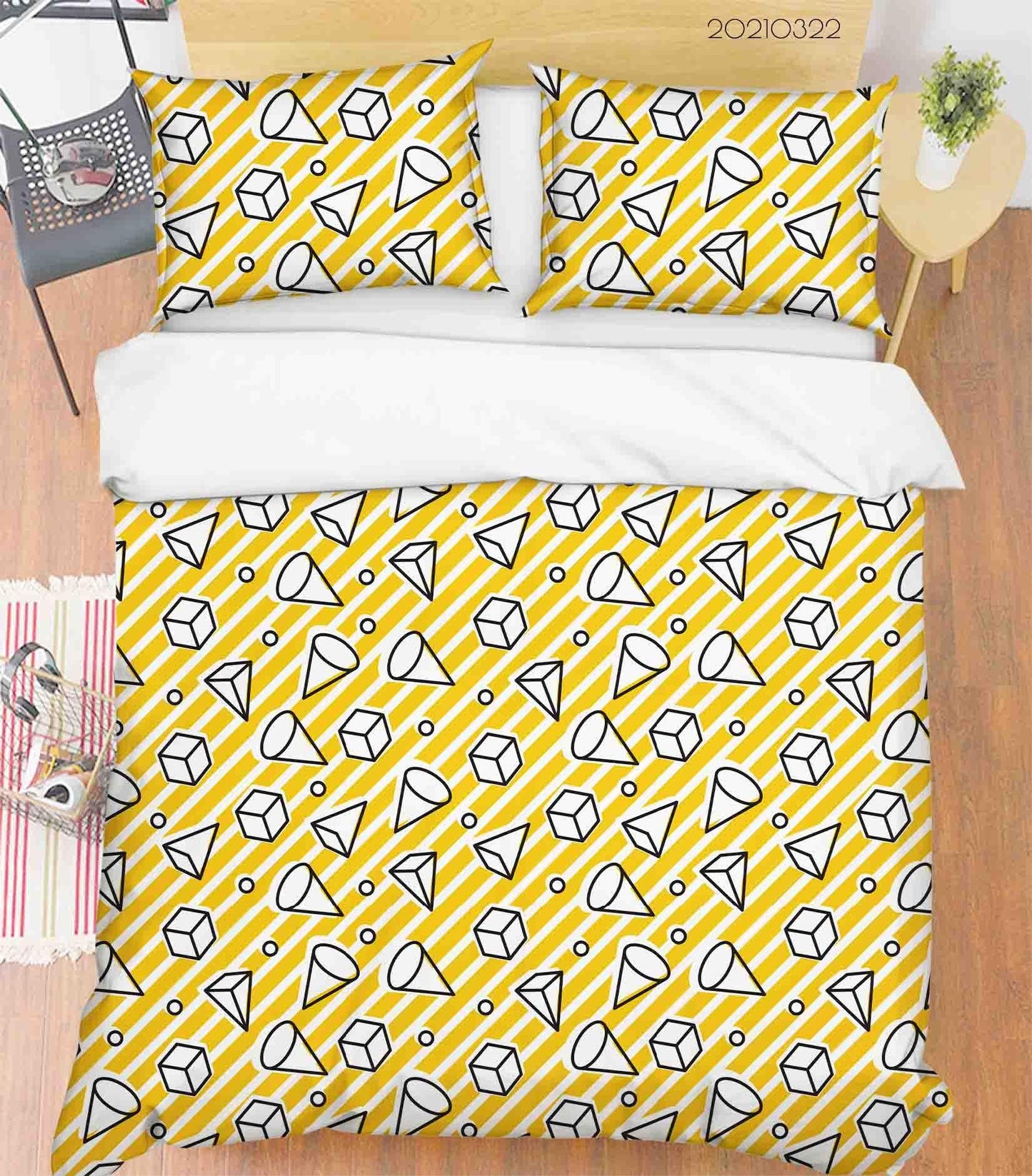 3D Abstract Geometric Pattern Quilt Cover Set Bedding Set Duvet Cover Pillowcases LQH 6