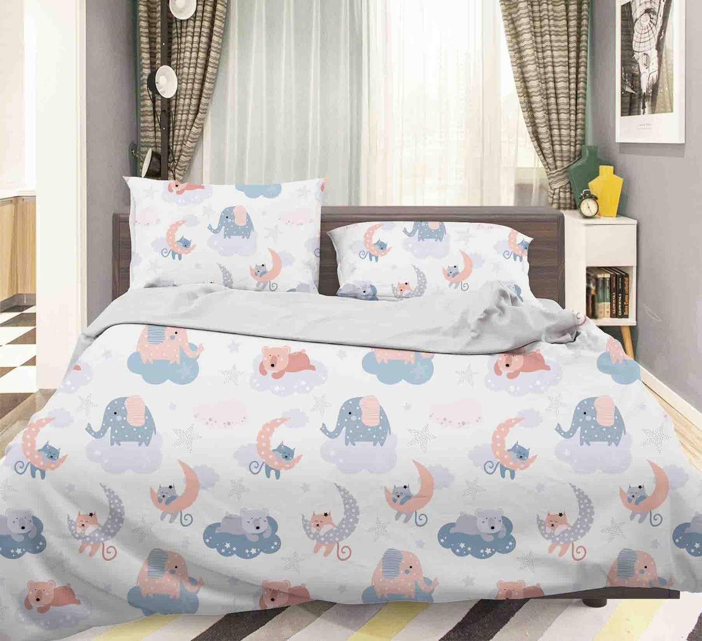 3D Cartoon Animal Moon Quilt Cover Set Bedding Set Pillowcases 139