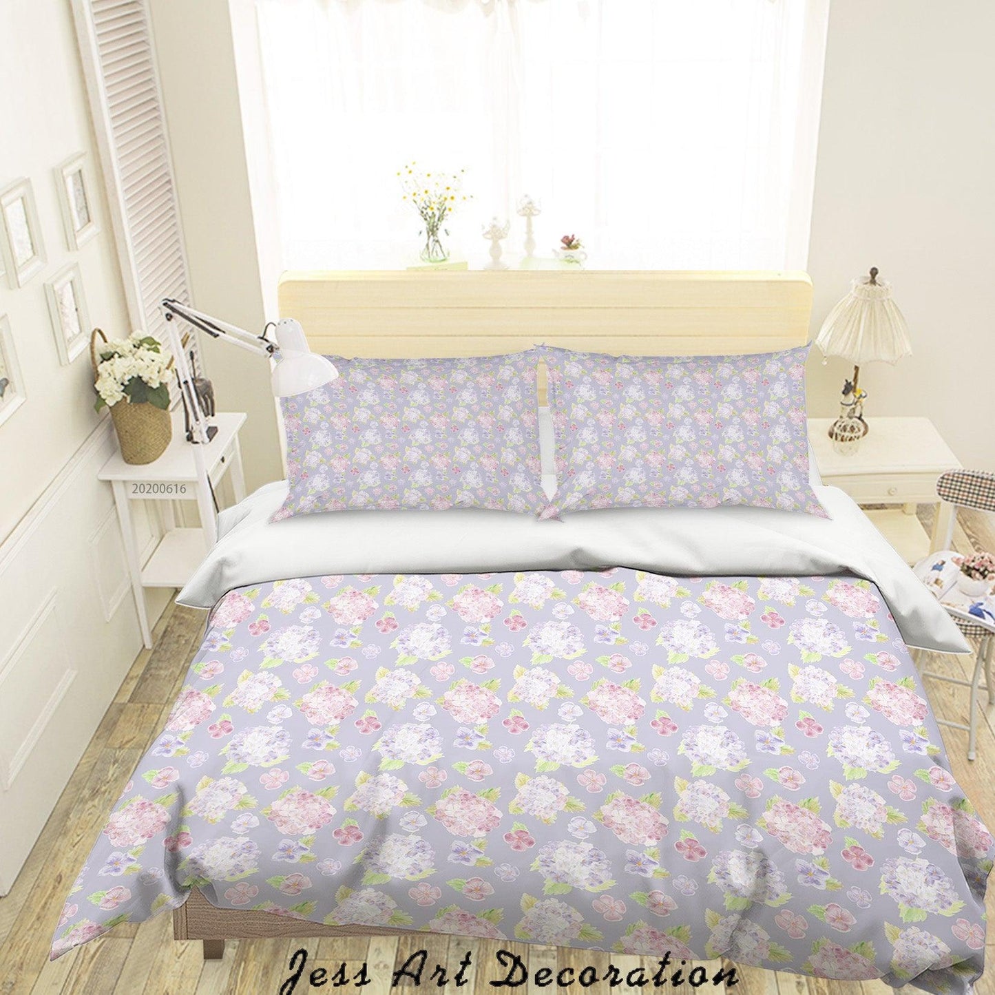 3D Blue Pink Floral Quilt Cover Set Bedding Set Duvet Cover Pillowcases SF07