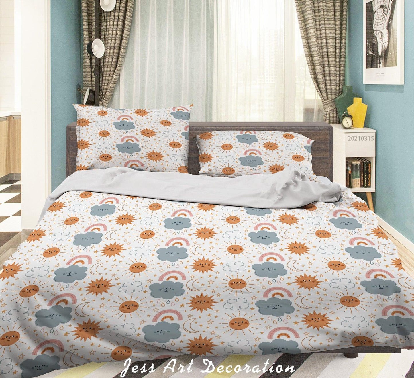 3D Cartoon Cloud Sun Quilt Cover Set Bedding Set Duvet Cover Pillowcases 105