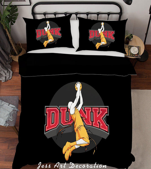 3D Black Basketball Player Dunk Quilt Cover Set Bedding Set Pillowcases 17