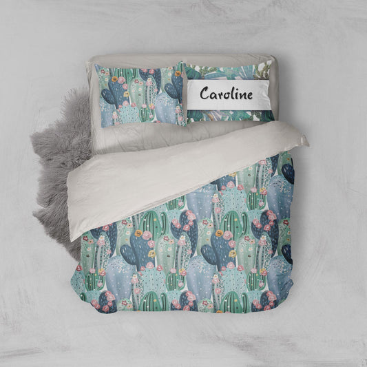 3D Blue Cactus Quilt Cover Set Bedding Set Pillowcases 32