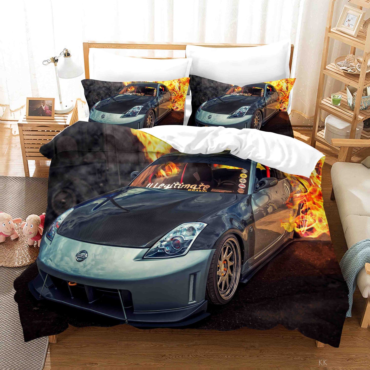 3D Automobile Fire Quilt Cover Set Bedding Set Duvet Cover Pillowcase 369