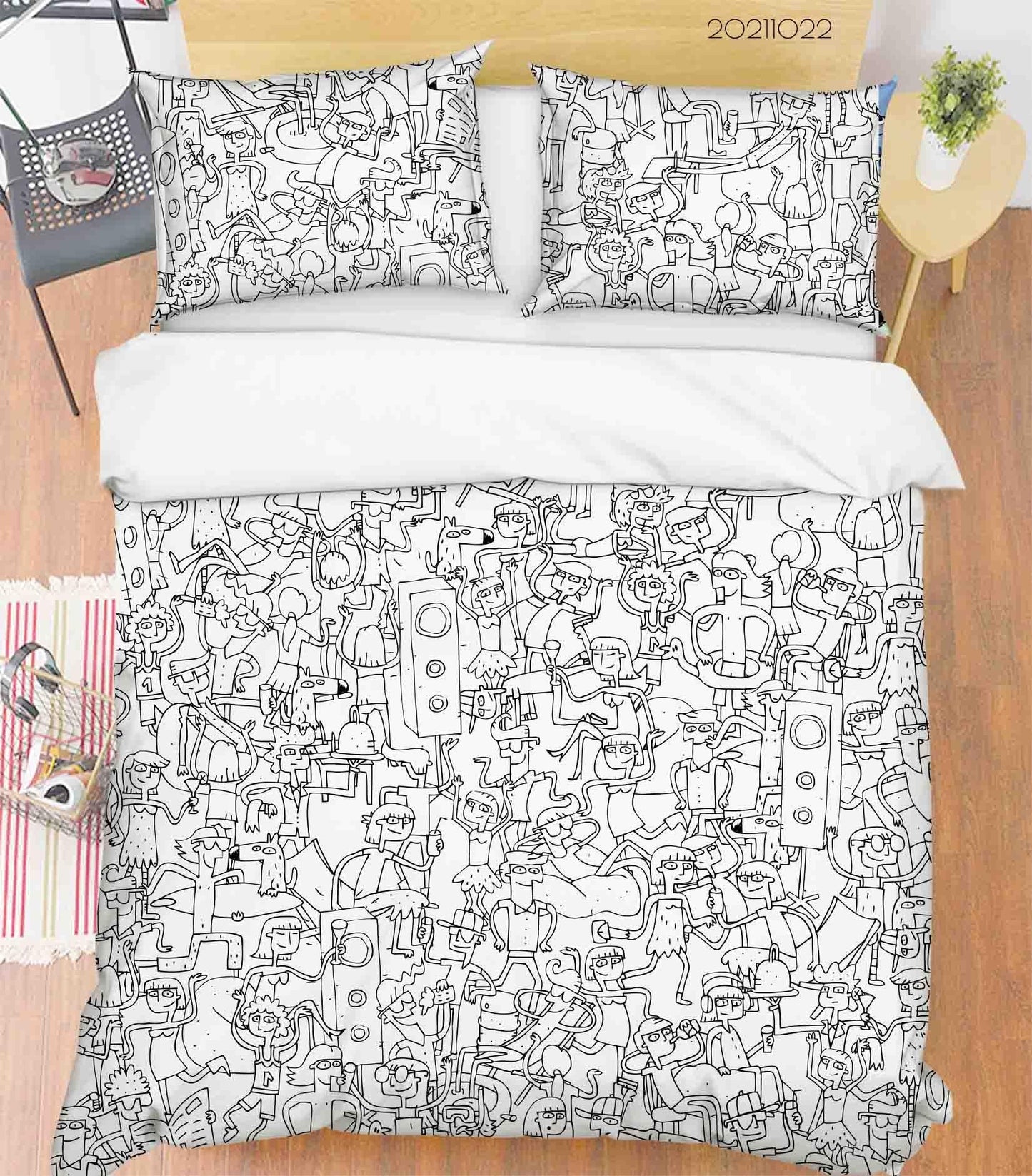 3D Cartoon Illustration Doodle Quilt Cover Set Bedding Set Duvet Cover Pillowcases 85