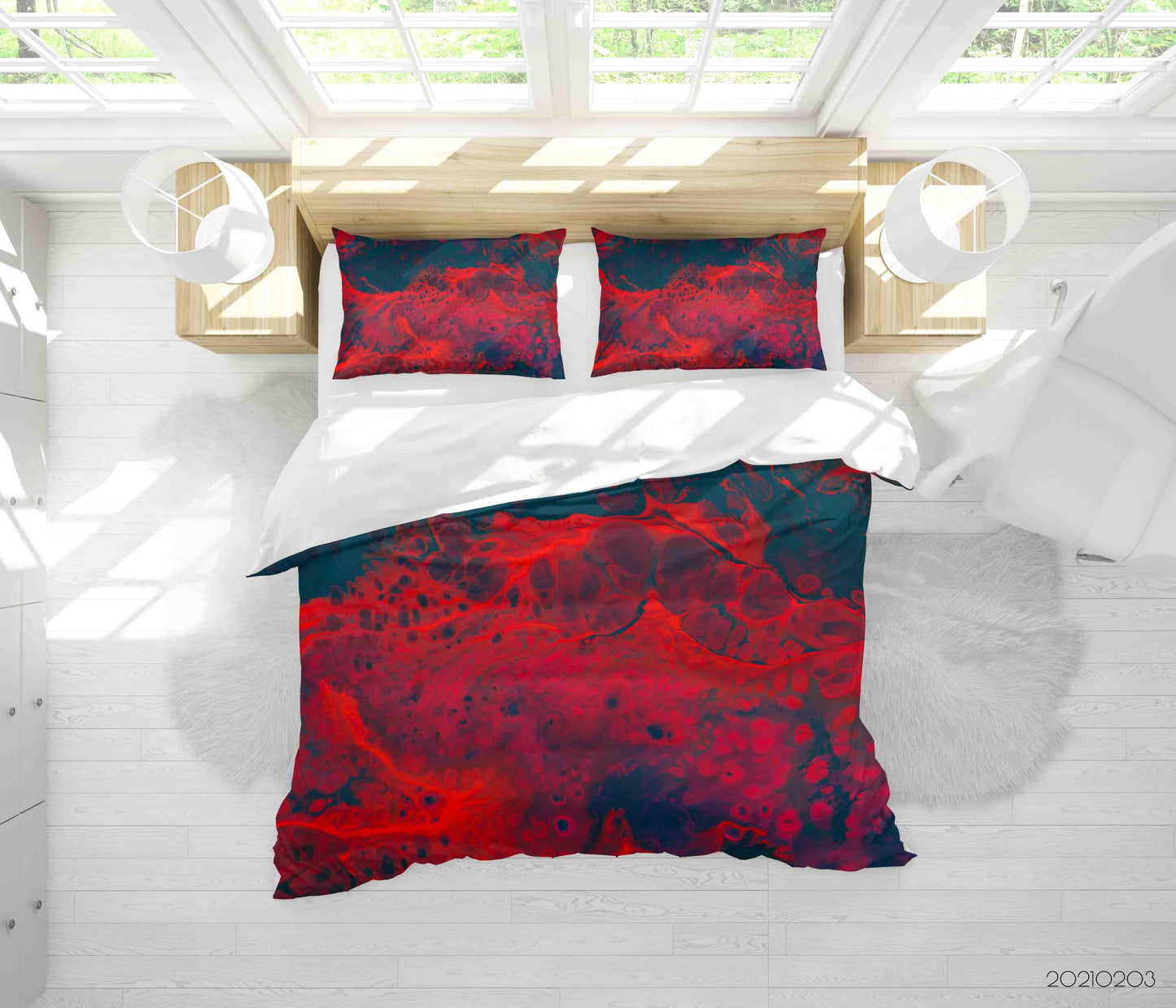 3D Abstract Red Marble Texture Quilt Cover Set Bedding Set Duvet Cover Pillowcases 9
