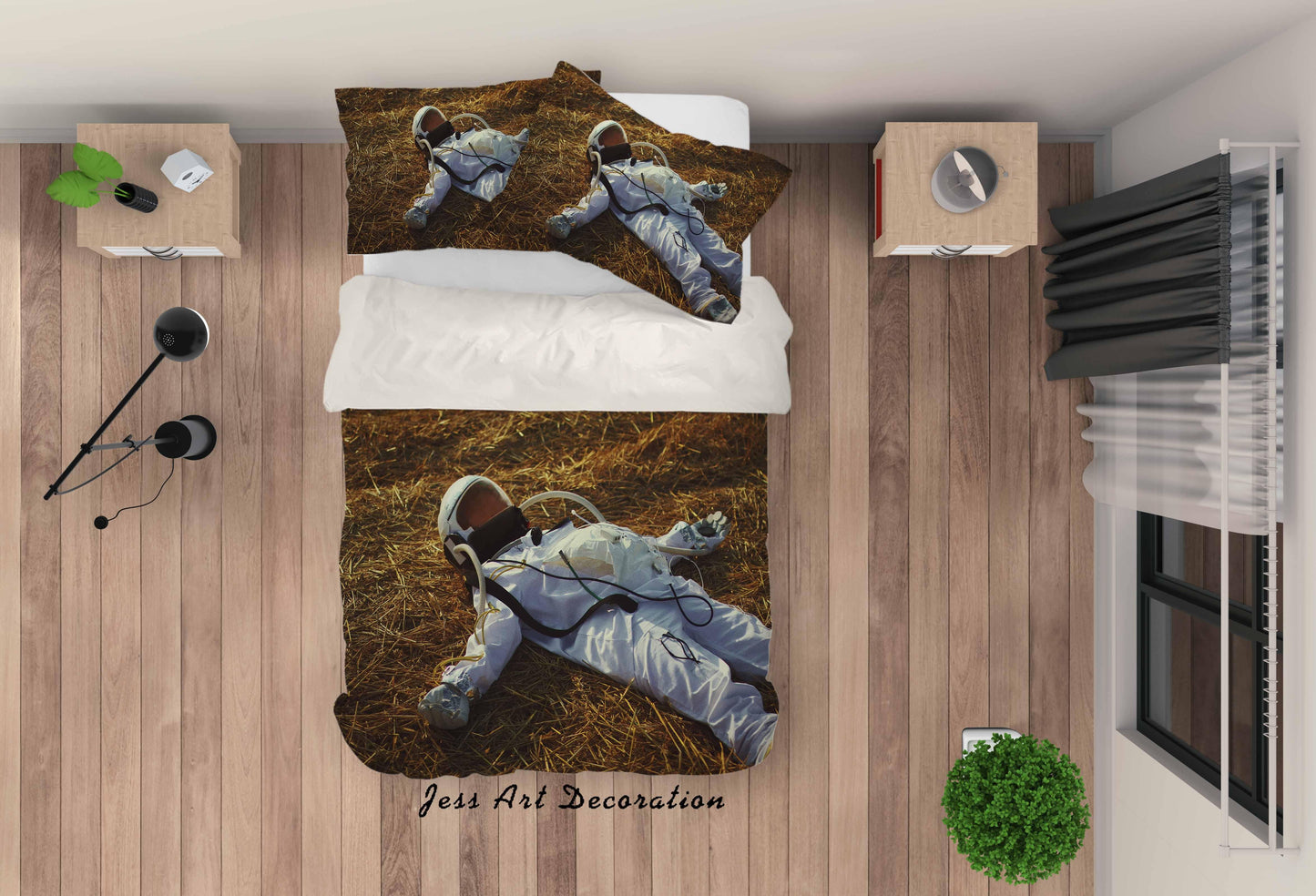 3D Astronaut Pattern Quilt Cover Set Bedding Set Duvet Cover Pillowcases LQH A93